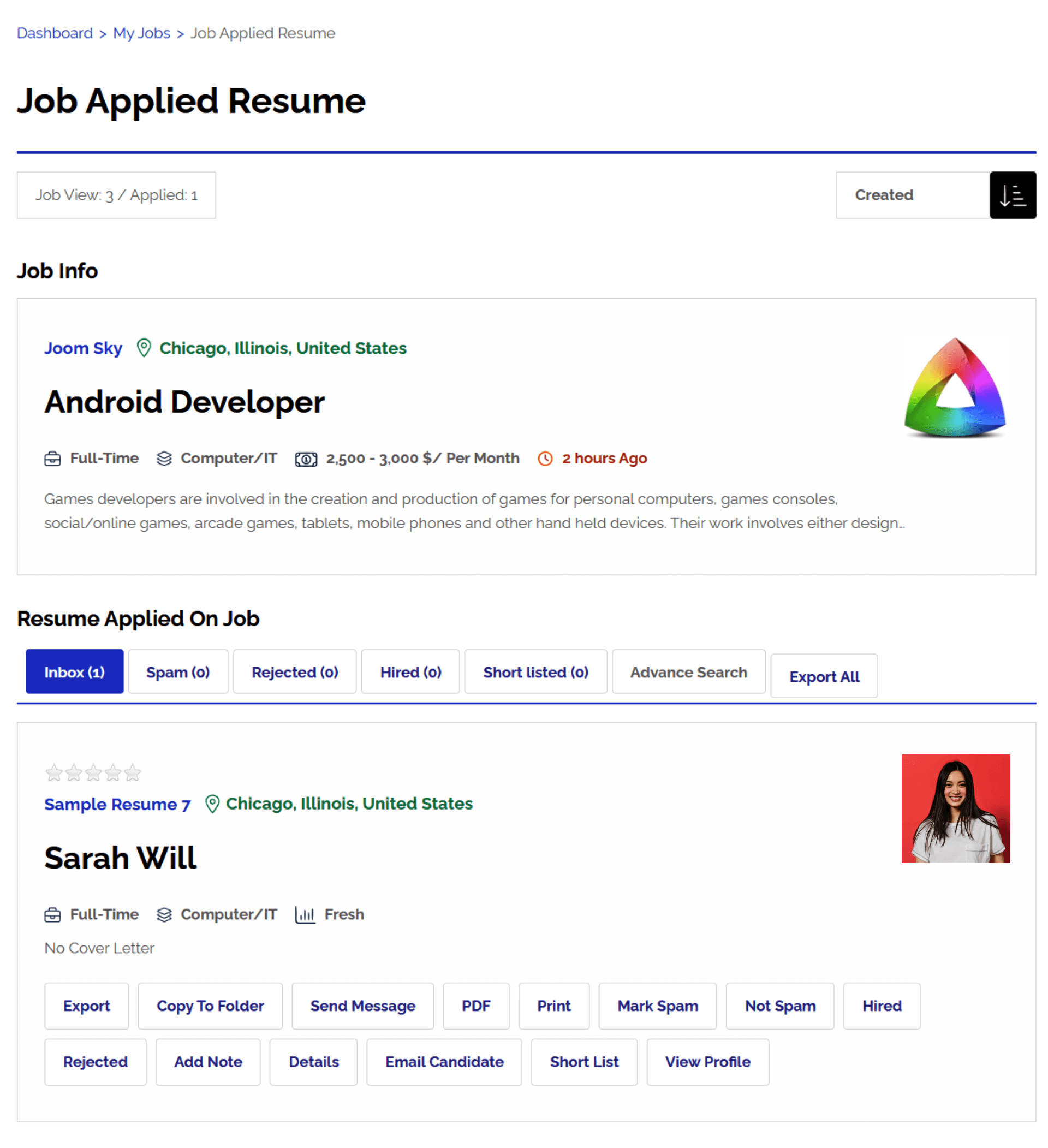 Applied Jobs