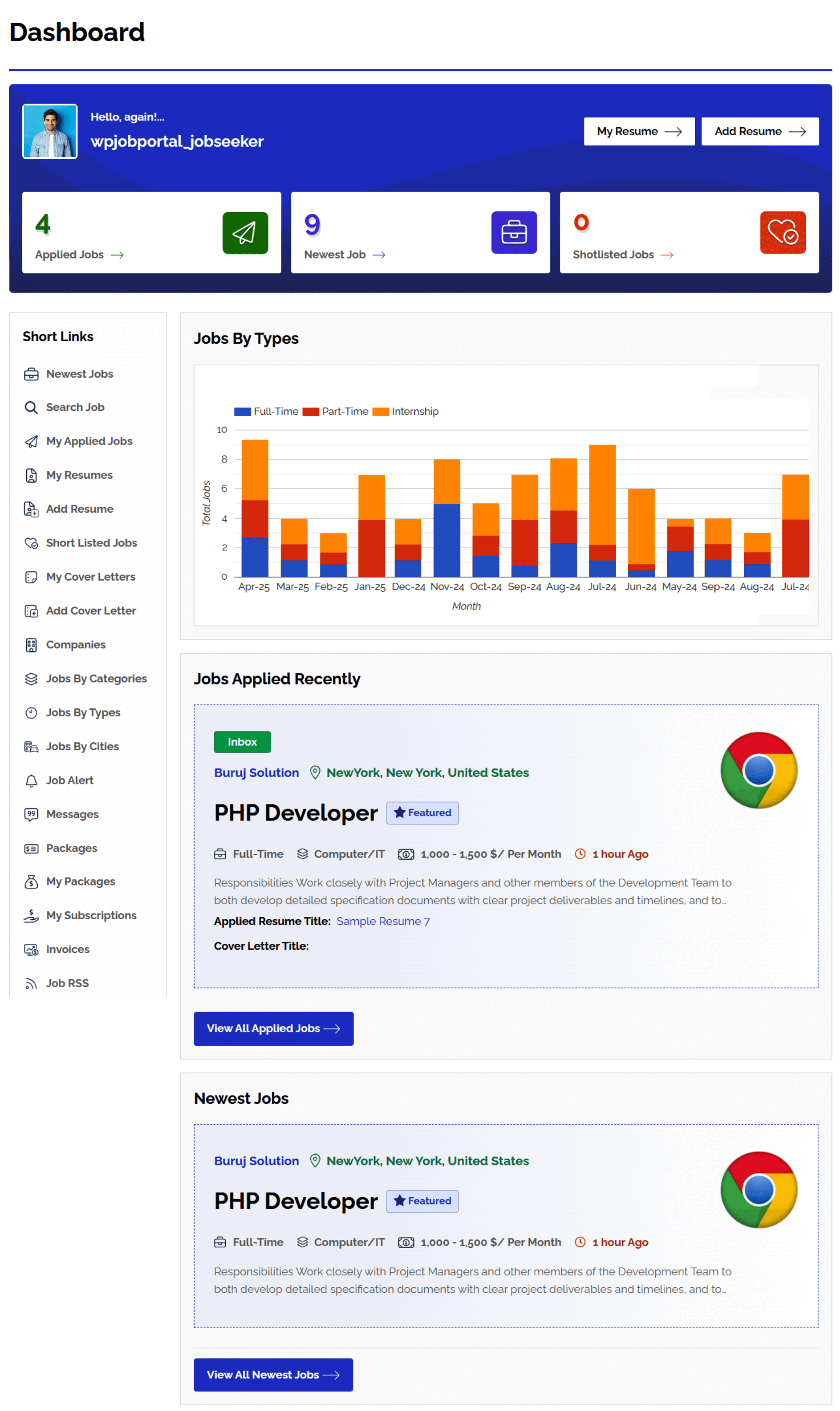 Jobseeker dashboard