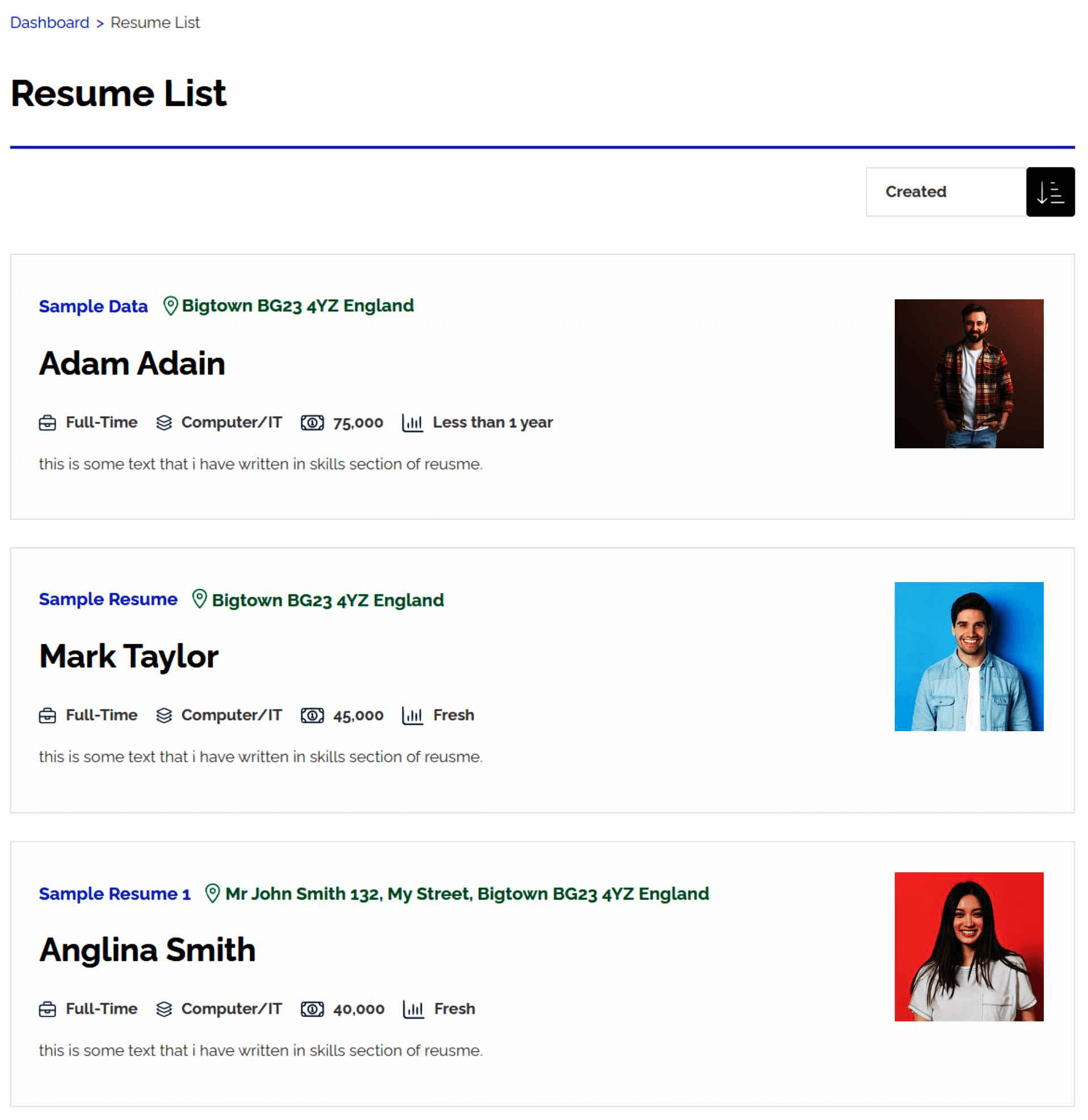 Resume list